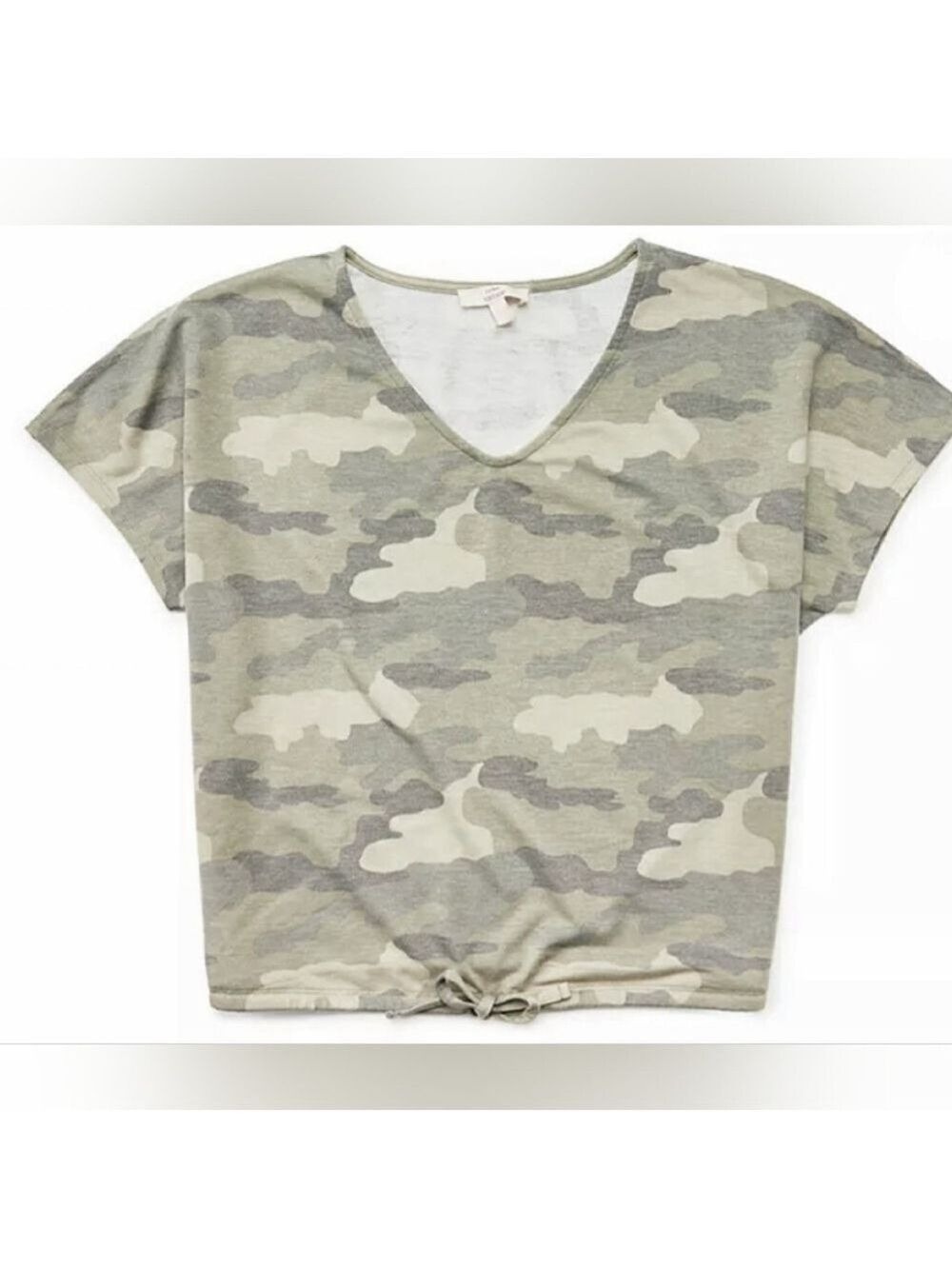 Como Vintage Green Camo Front Tie Top XXL - New With Tags